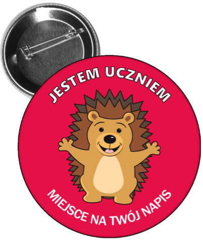 Przypinka dla dzieci jestem uczniem jeż