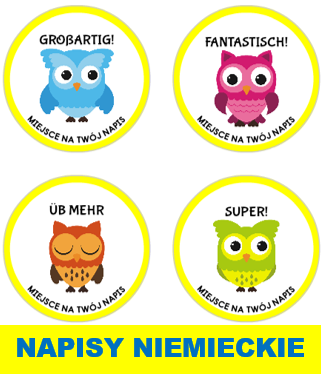 naklejki sowy język niemiecki