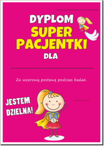 Dyplom dzielnego pacjenta z dziewczynką