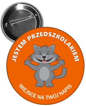 Przypinka jestem przedszkolakiem kotek