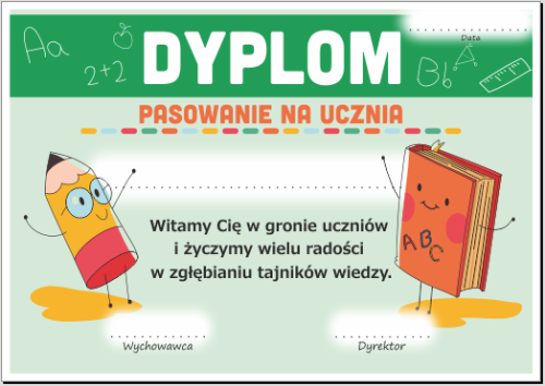 dyplom pasowania na ucznia 