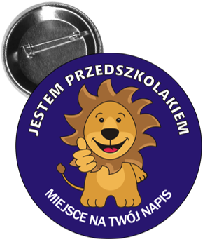 Przypinka jestem przedszkolakiem lew
